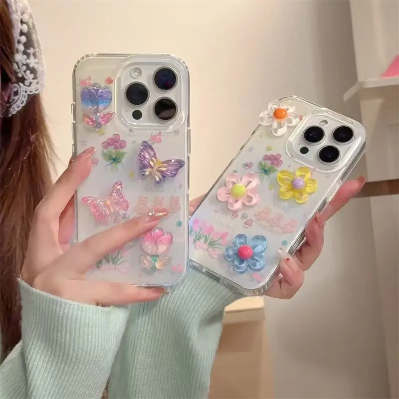 Vibrant Floral 3D Plastic Phone Case