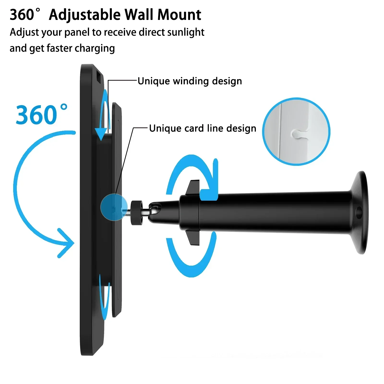 Nový 4W solární panel nabíjení 3000mah baterie pro mrkat outdoor/blink XT2/XT kamera kabel (black)