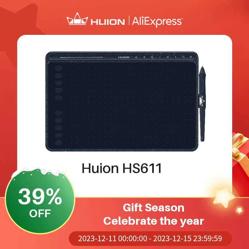 HUION-HS611 그래픽 디지털 드로잉 태블릿 266PPS 그래픽 펜 태블릿 멀티미디어 키, PC 안드로이드용 3 색 