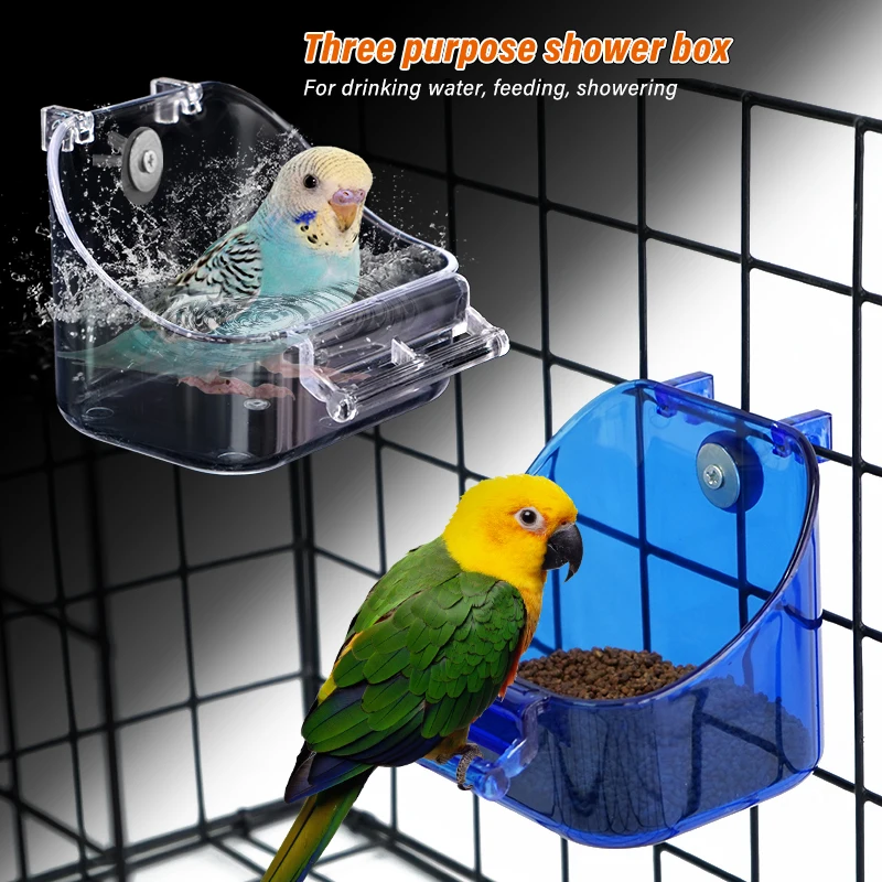 Uccello Pappagallo Vassoio Per Alimenti Scatola Da Bagno Parrocchetto Gabbia Vasca Da Bagno Per Uccelli Con Trespolo In Piedi Per Piccoli Uccelli Cana