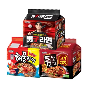 Paldo King Lid Bag (130g X 4 Packs) X 1 + Niche Ramen Suck Tattoos (120g X 5 Packs) X 1 X Japanese Ramen (115g X 5 Packs) X 1