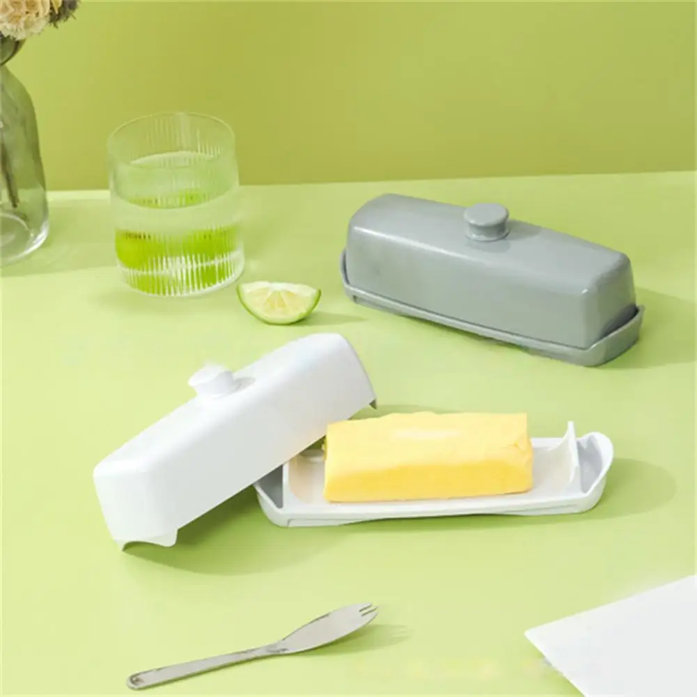 Butter Storage Container Dust-Proof Dishwasher Safe Spatula Easy Grip Butter Box With Lid Handle Plastic Dish For Fridge