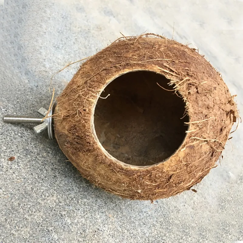 Bird House Natural Coconut Shell Hanging Bird House Toy For Cage Parrot Breeding Nest Gecko Parakeet Lovebird Finch Hamster Habitat Cage