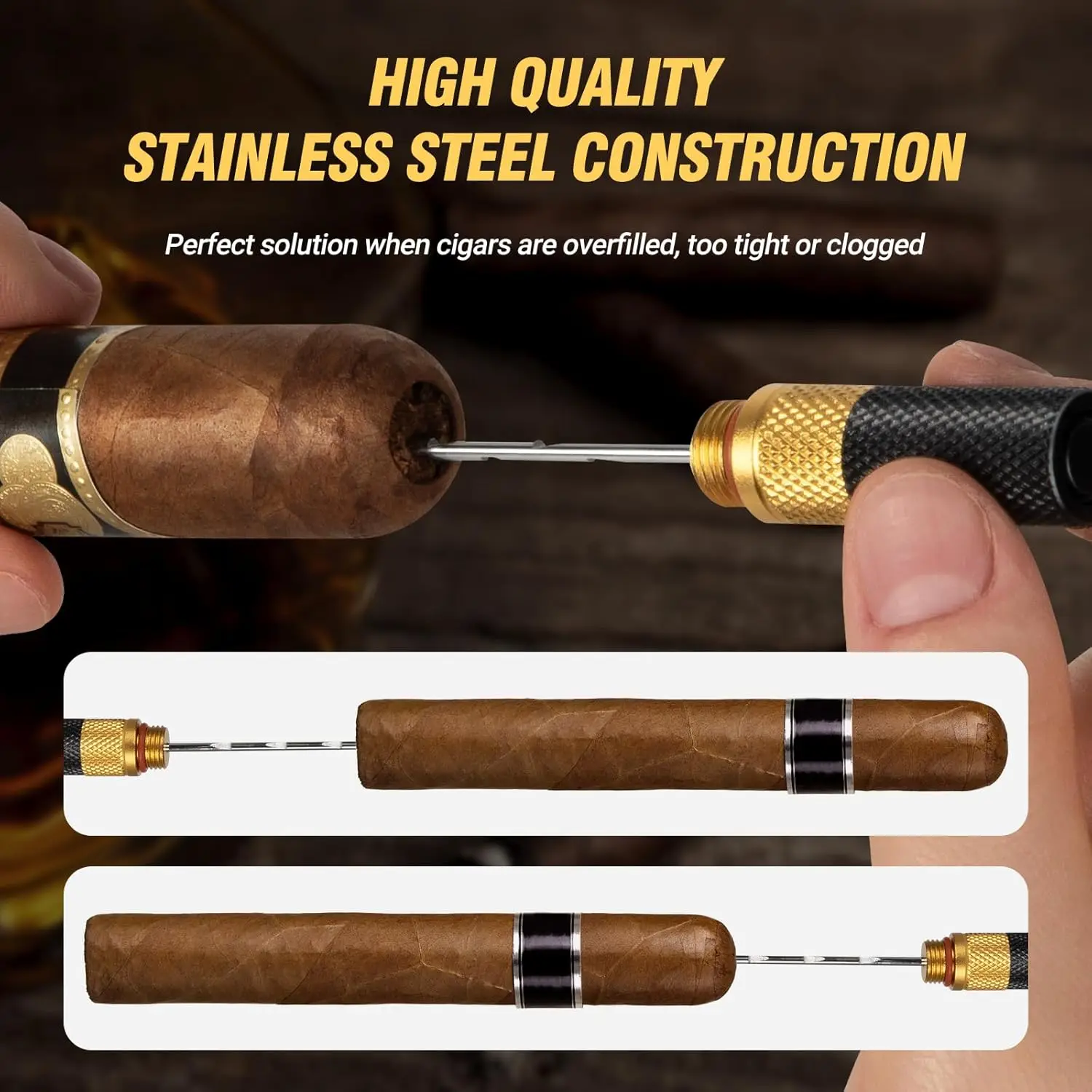 4-in-1 Cigar Draw Enhancer Tool Kit With Cigar Punch Tool Twin Nubber Stainless Steel Double End Punch cigar tools