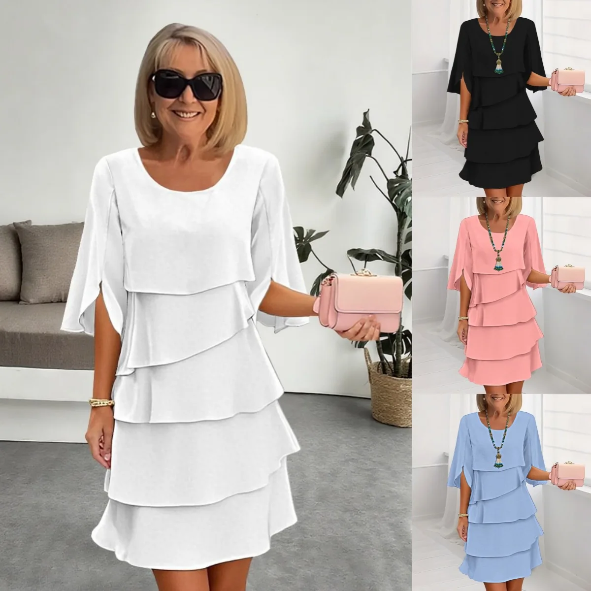 Women Flowy Tiered Layered Party Wedding Dress