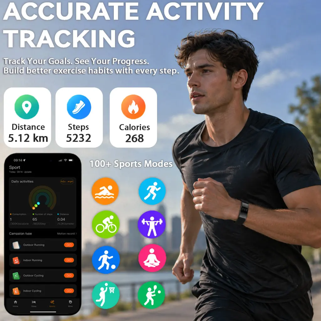 Smart Fitness Tracker Bracelet - Waterproof, Lightweight, Step & Exercise Recorder, Call Reminder