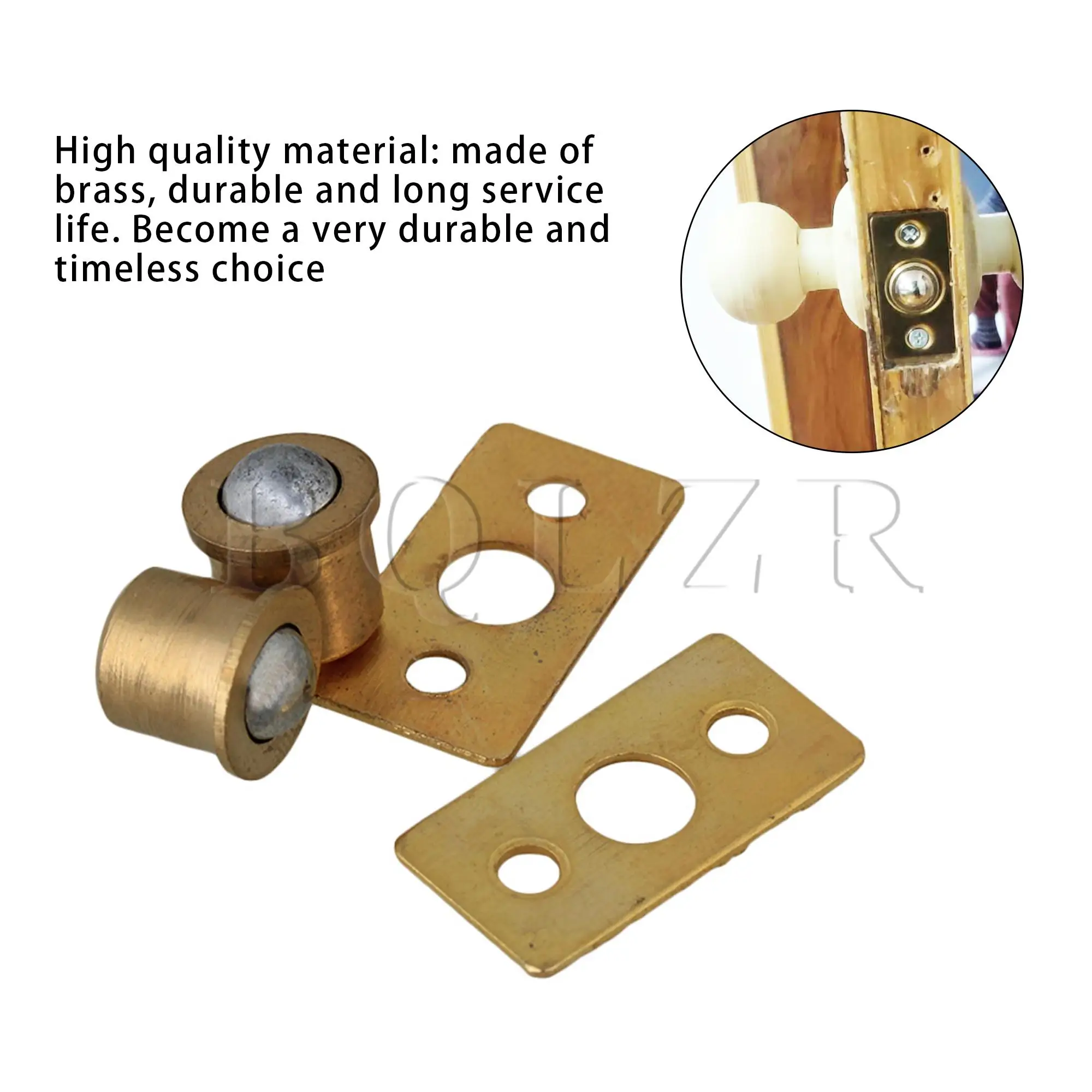 BQLZR 4 xGold Brass Ball Catch with Strike Plate for Cabinet Closet Sping Door