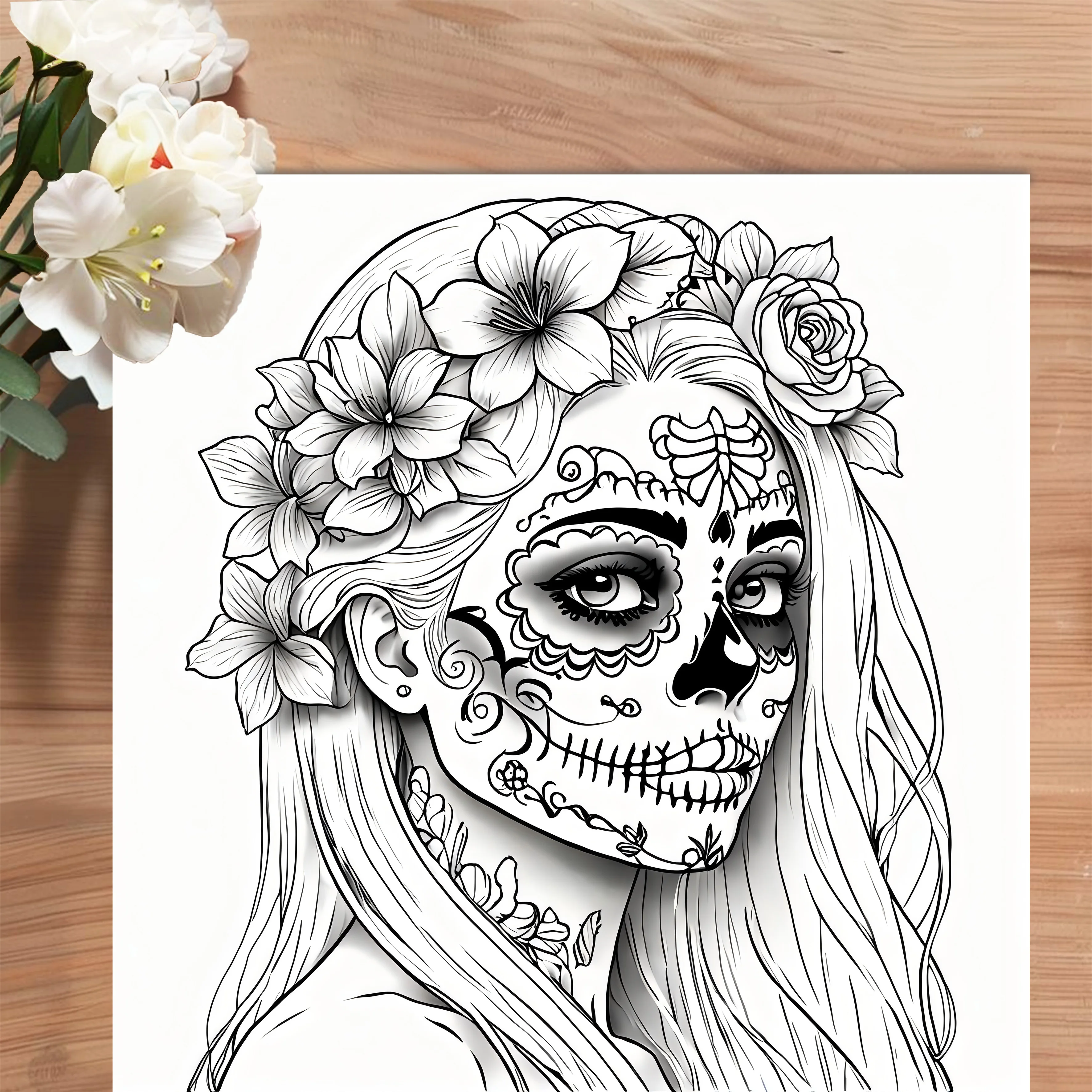 Night of the Dead Theme Colouring Book Adult Picture Book Original Design 3
