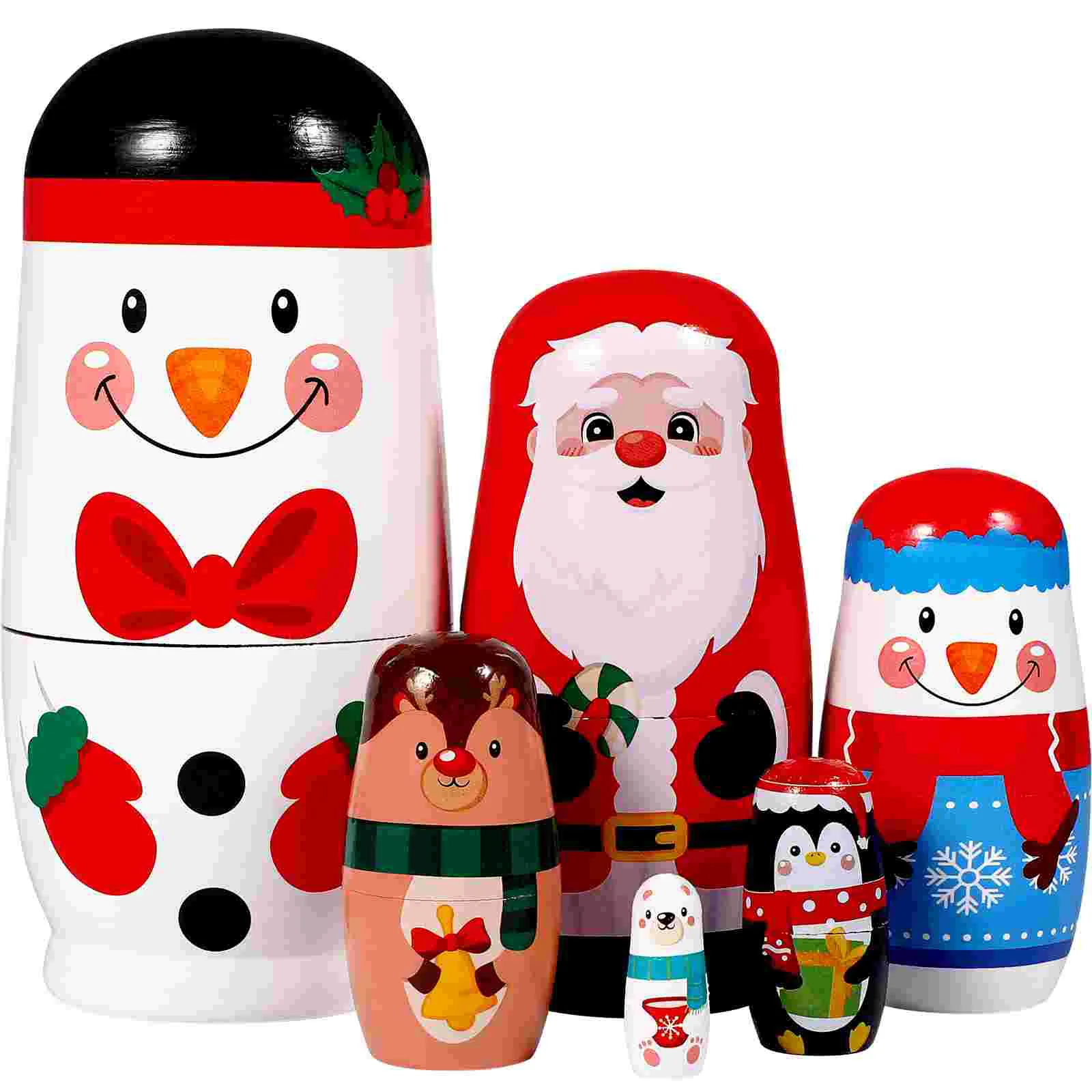 

5/6pcs Santa Claus Russian Nesting Dolls Handmade Wooden Matryoshka Toys Kids Christmas New Year Gift