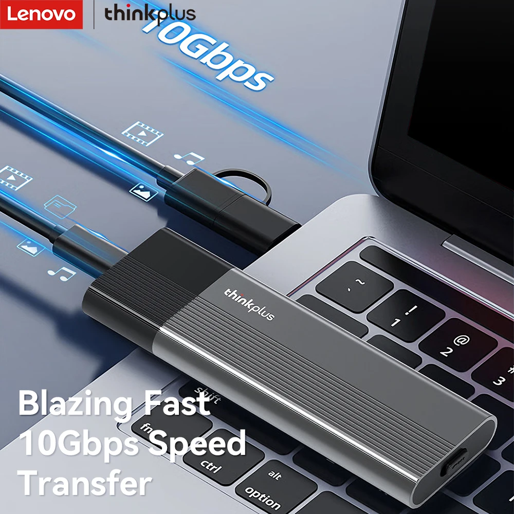Lenovo ThinkPlus M.2 NVMe SSD Enclosure, 10Gbps USB 3.2 Type-C, Aluminum Alloy Heat Dissipation, Supports 2230/2242/