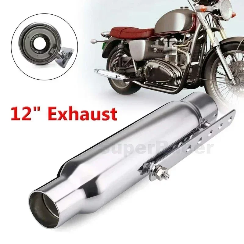 

Motorcycle Tail Pipe Universal Chrome Vintage Muffler Muffler Exhaust Pipe Muffler Silencer for Harley Cruise Prince Ranger Modi