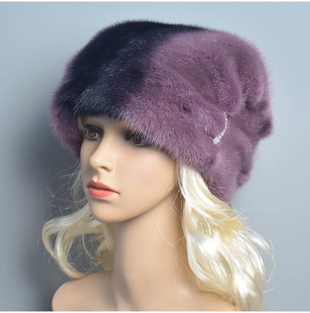 Russian Fur Hat Winter Warm Natural Mink Fur Hats for Women Classic Luxury Caps Earflap Christmas Hat Luxury Lady Real Mink Hat