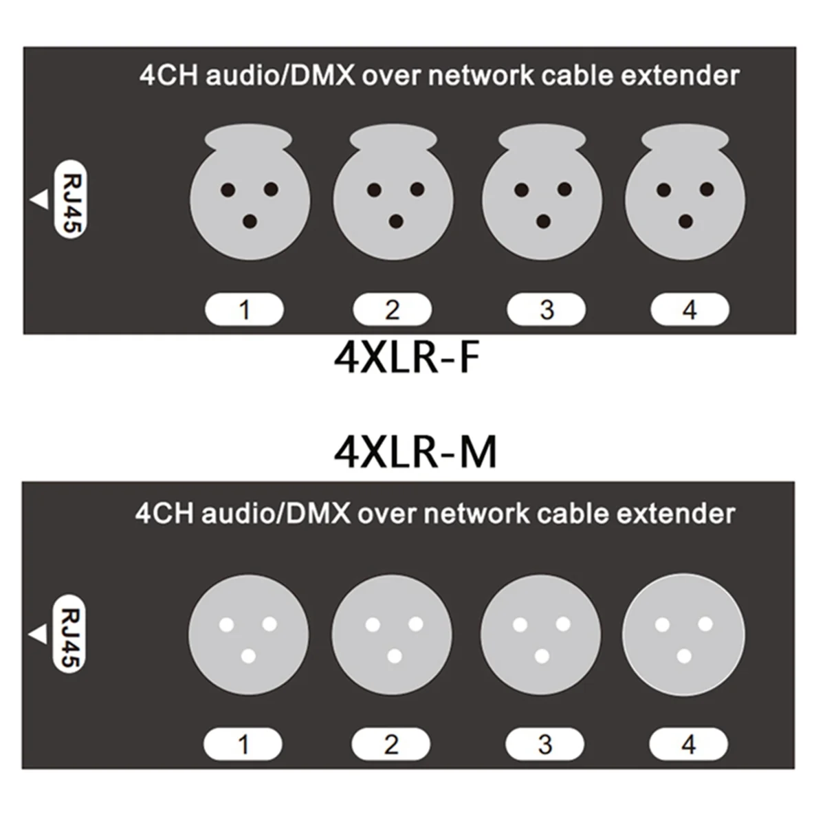 1Pc 4-Channel 3-Pin XLR Audio and DMX over Network Cable Extender, DMX512 Network Signal Extender, Female dmx signal extender