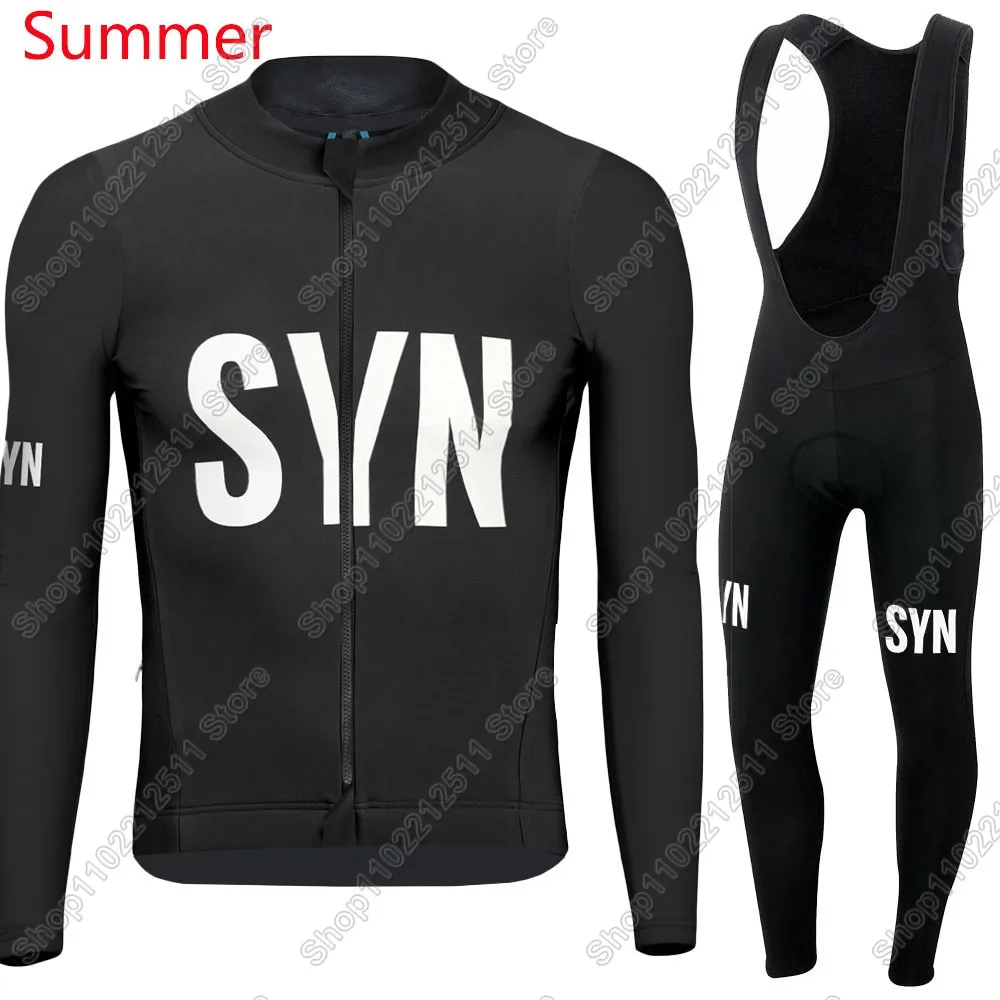 Cycling jersey Cycling suit Cycling jersey set White Black SYN Team Cycling Jersey Set Summer Winter Clothing Suit Mens Long Sleeve MTB Bike Road Pants Bib