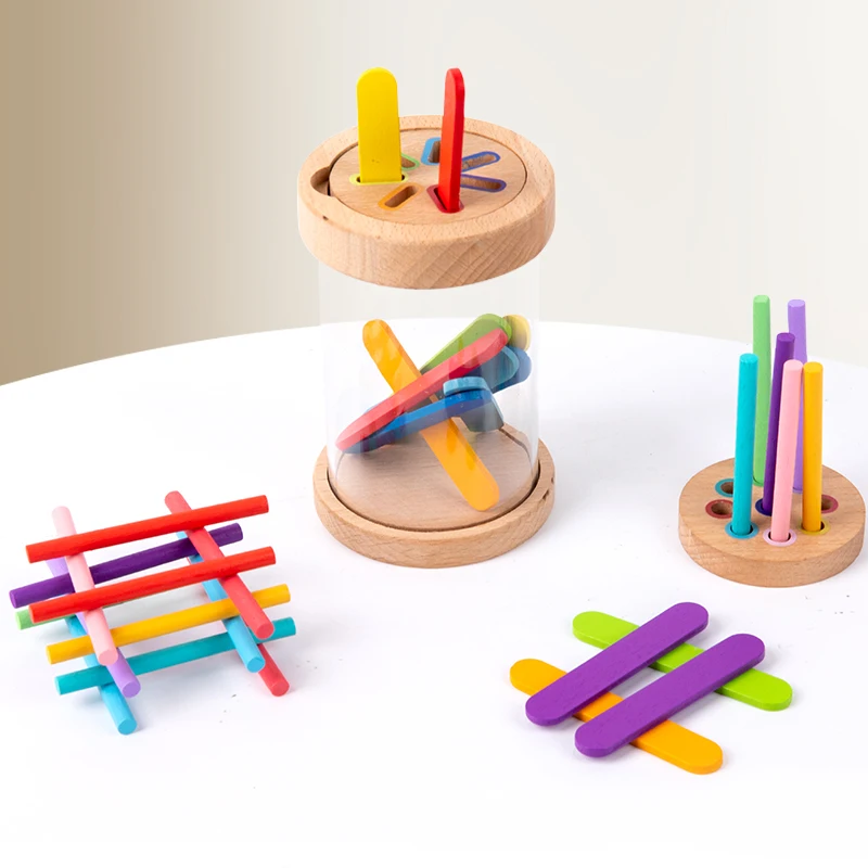 2 In 1 Color Sorting Game Multicolored Sticks Toys Color Classification Cup Transparent Acrylic Cup Body And 2 Lids color sorting game