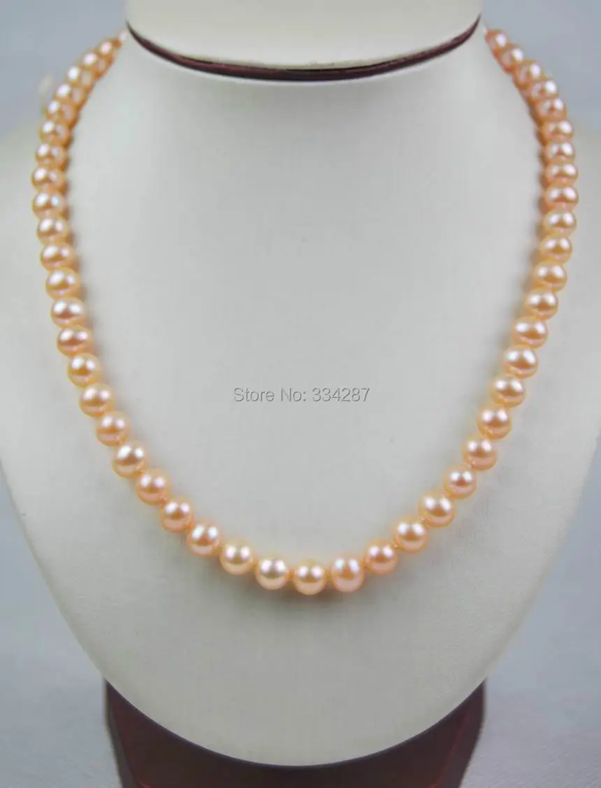 

NEW Noble 6-7mm AAA Natural white Pink Pearl Necklace With Silver color Clasp