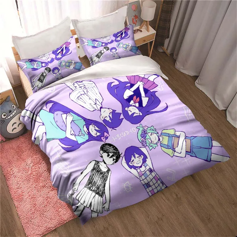

Anime Omori Print All Season Twin Bedding Set 3 Piece Comforter Set Bed Duvet Cover Double King Comforter Cover Home Textile