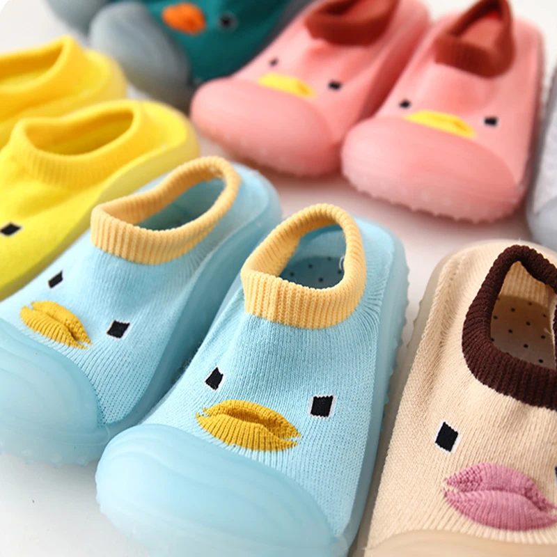 Spring Summer Baby Shoes Socks With Rubber Soles For Toddlers Shoe Anti Slip Duck Animals Home Slippers Soft First Walker