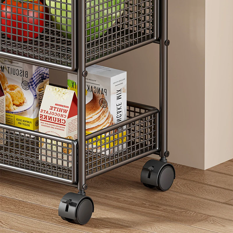 Trolley Cart Organizers Trolleys Multi-purpose Cart with Wheels Shopping Basket Carrier 이동식 트롤리 주방수납 전자렌지 선반 Kitchen Furniture