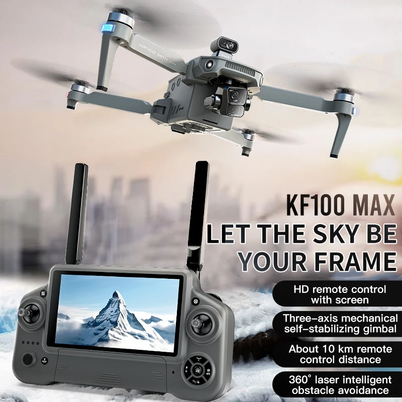 2025 KF100 GPS Drone 8K Professional Dual Camera 3-Axis Gimbal Brushless Obstacle Avoidance Large Screen 5G FPV Dron Quadcopter