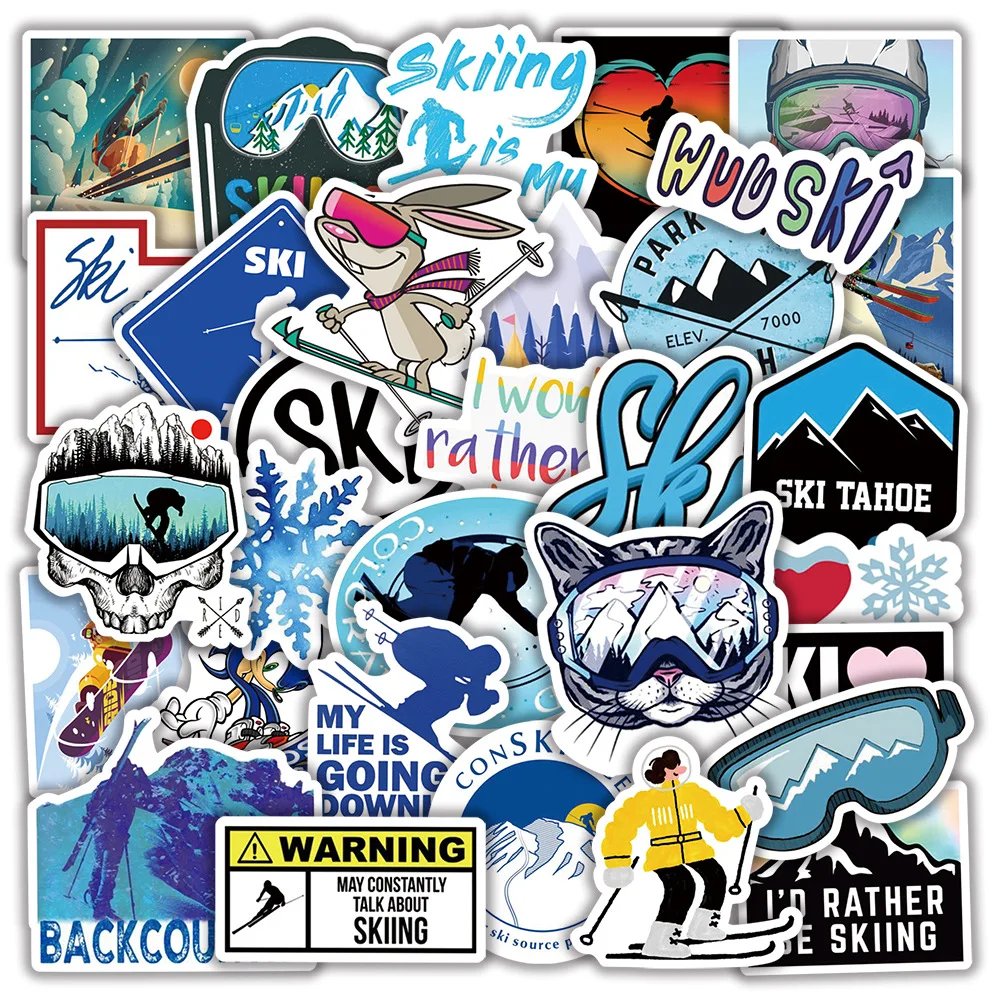 50Pcs Outdoor winter Skiing Stickers Graffiti Sticker Ski Sports Stickers  Decorative Graffiti Kids Toy Skateboard LuggageSticker - AliExpress