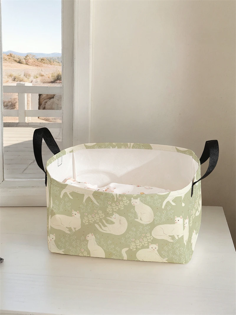 Storage box, underwear, socks, baby toys, storage basket with handle, simple printed decorative storage basket