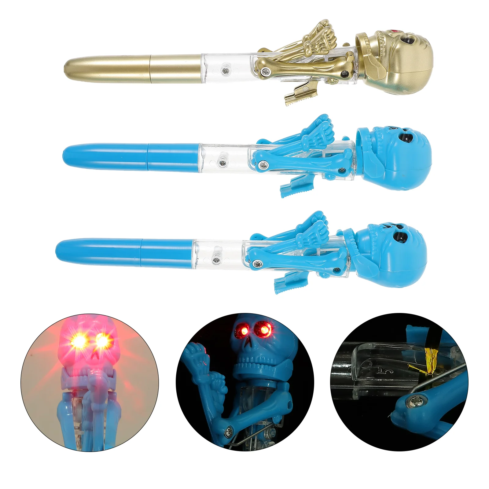 

3pcs Cartoon Halloween Pen Toys Glow Ballpoint Pen Stationery Random Styles