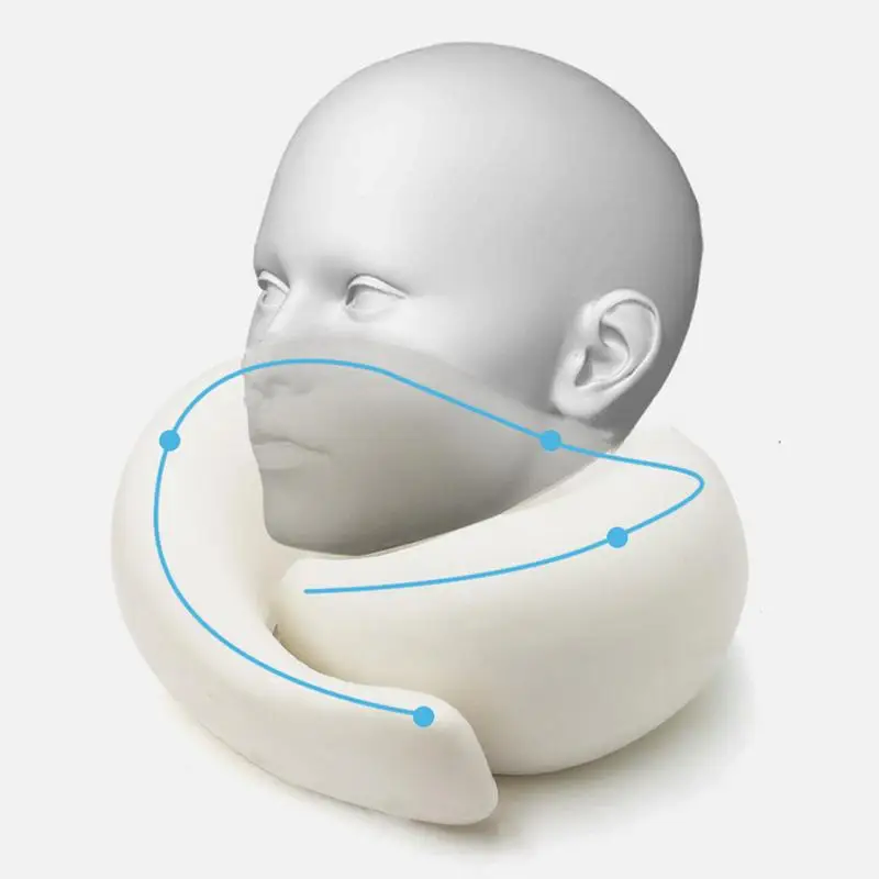U Shape Neck Pillows For Travel Foam Ice Silk Fabric Neck Pillow hook and loop fasteners Stowable pillow for car home 4