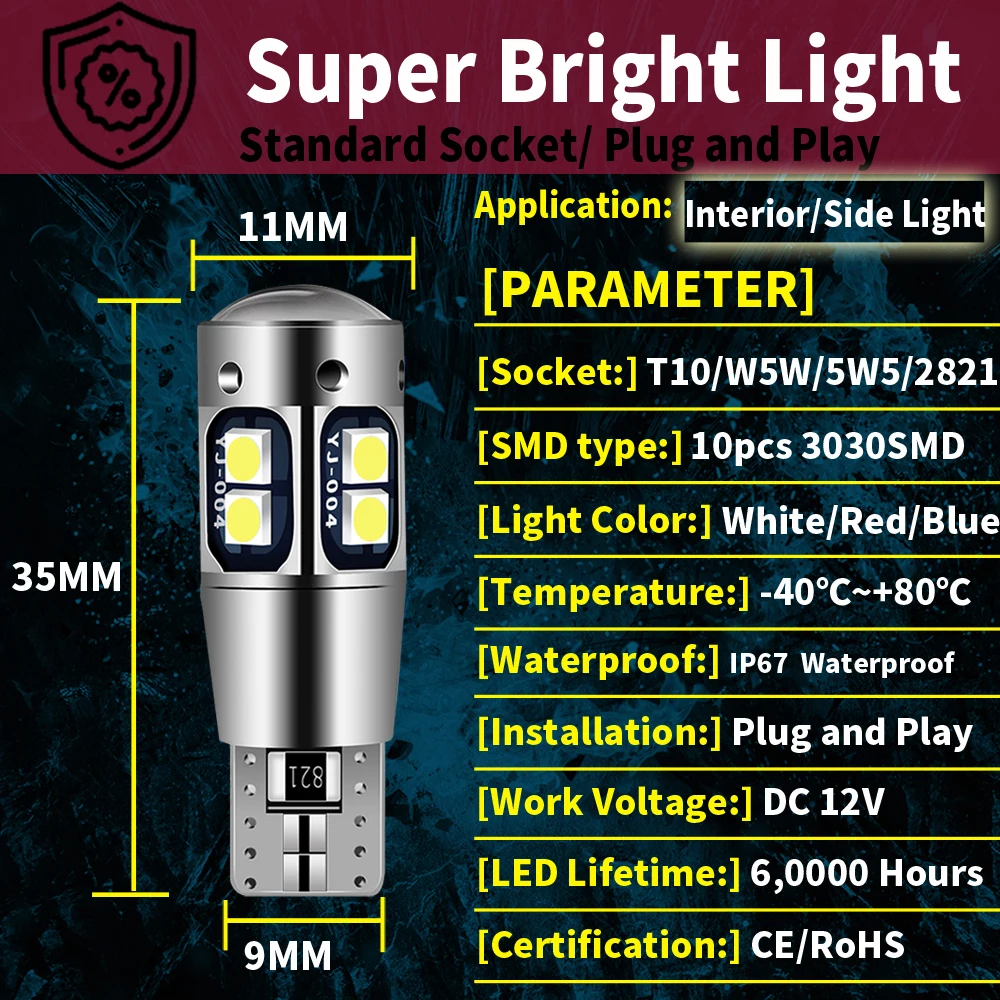 2x LED Ŭ Ʈ W5W T10 Ǫ 1007 107 206 207 307 SW CC 4007 4008 407 508 607 806 807 Bipper Tepee 