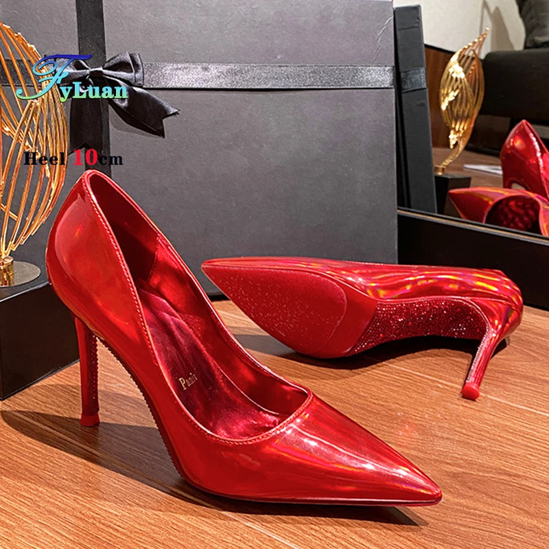 New Shine Red Rhinestone Customized 6 8 10cm High Heels Ladies Party ...