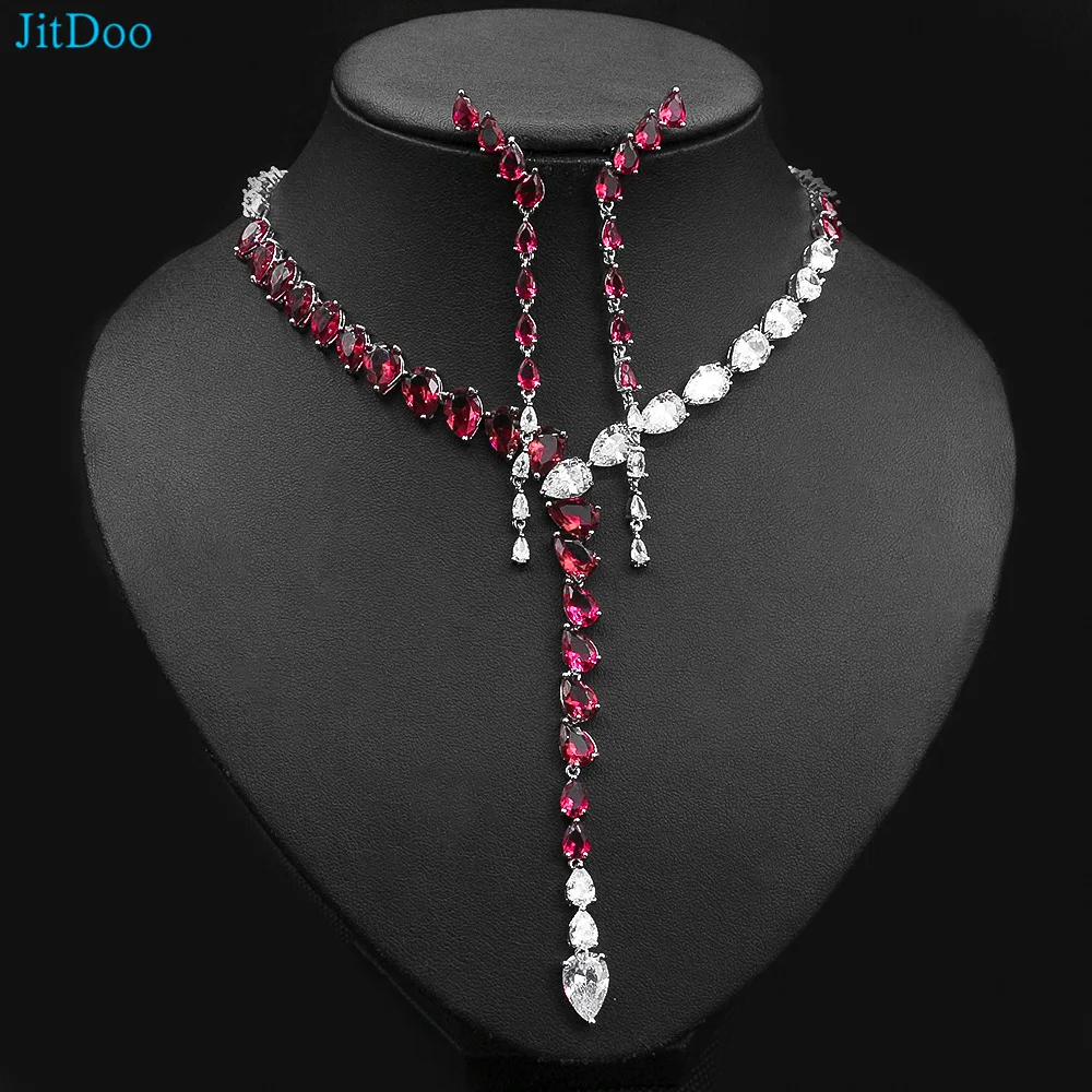 

JitDoo 2023 новые роскошные двухцветные Сращенные капельные Ювелирные наборы для женщин юбилейный подарок аксессуар для свадебного платья оптом