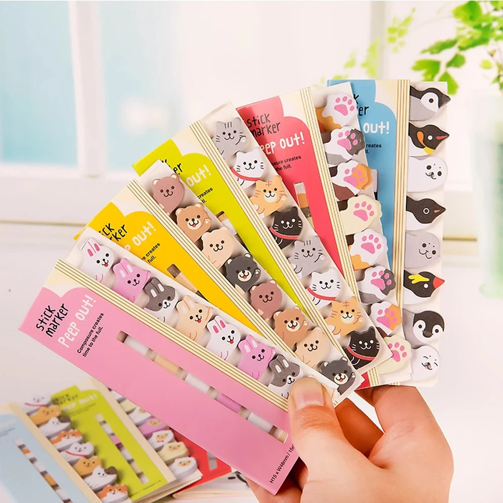 

Kawaii School Supplies Planner Stickers Scrapbooking Cartoon Animals Paper Stickers Bookmarks Sticky Notes Memo Pad Cat Panda