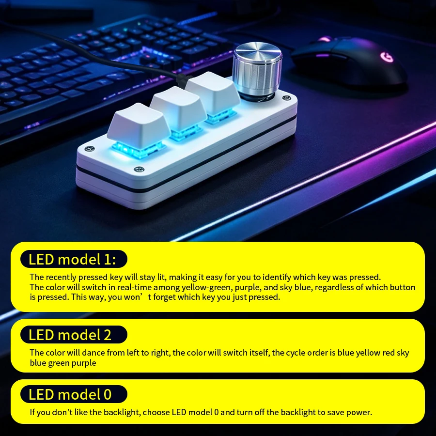 RGB Mini Macro Keypad with Programmable Keys and Knob - USB-C Mechanical Keyboard for Gaming and Office Use