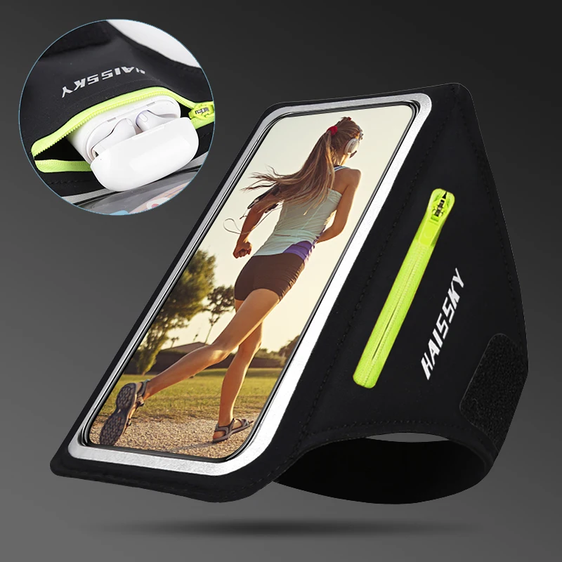 HAISSKY Zipper Pocket Running Sports Armband For iPhone 16 15 14