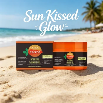 Carrot Tanning Gel Intensive Bronze Glow Body Cream Fast Acting Self Tanner Hydrating Sunbed Cream for Natural Sunkissed Skin