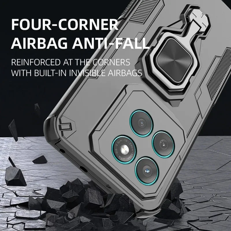 Enhanced Armor Case with Magnetic Ring Bracket and Lens Protection - Shockproof Design