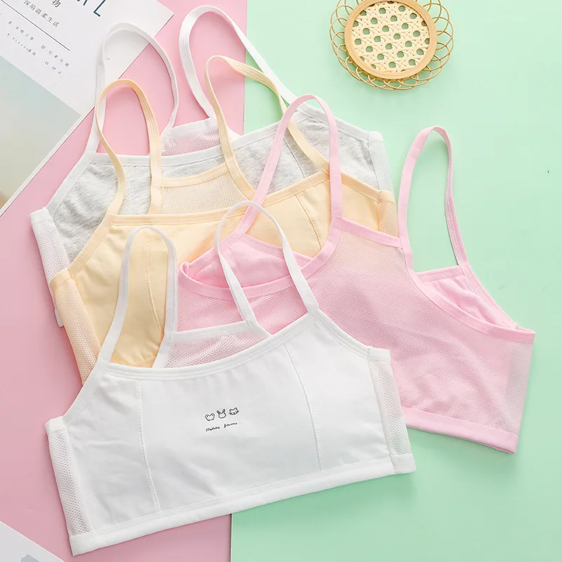 Summer Cotton Mesh Girls Camisole Small Vest Developmental Students Children Children Girls Big Underwear Bra Bra