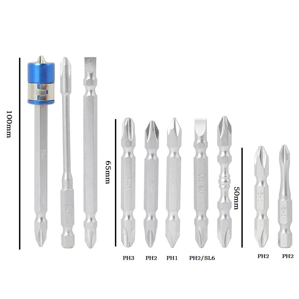 

11pcs 6.35mm Double End Cross Screwdriver Bit 1/4 '' Hex Shank PH1 PH2 PH3 SL6 For Electric Air Drills Power Tool Accessories