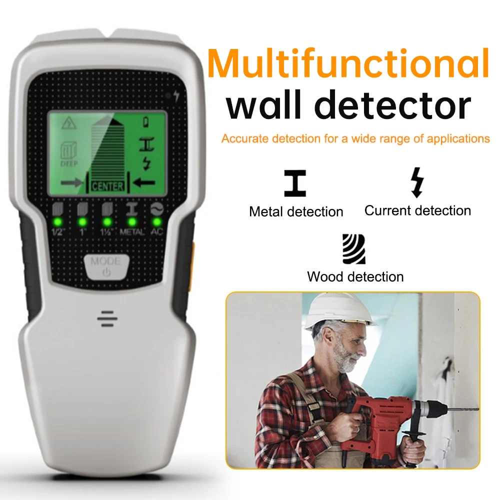 5-in-1 Wall Stud Finder Wood Studs Metal Detecion Detection of live cable Metal Depth Measurement Finder Wall Detector Scanner 2