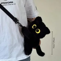 Sacs à dos chat noir, poupée chaton à grands yeux, peluche Kawaii, animaux en peluche, sac à bandoulière grande capacité, jouet doux, sac à bandoulière à la mode 3