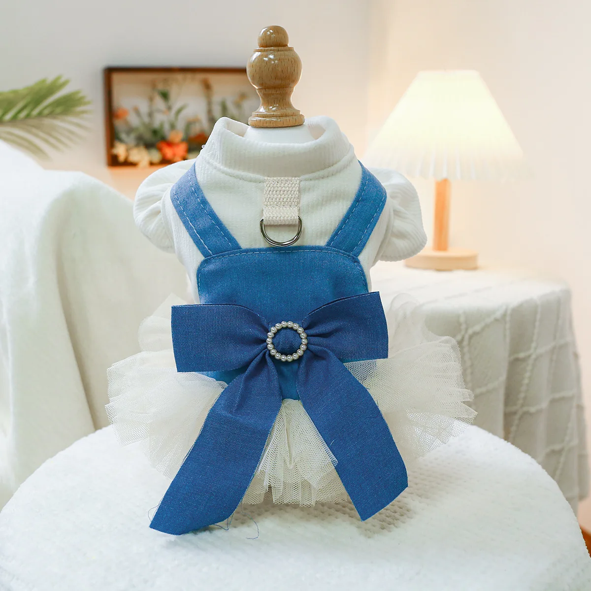 

Dog/Cat Clothes Corduroy Cute Princess Pearl Denim Skirt Pet Puppy Clothing