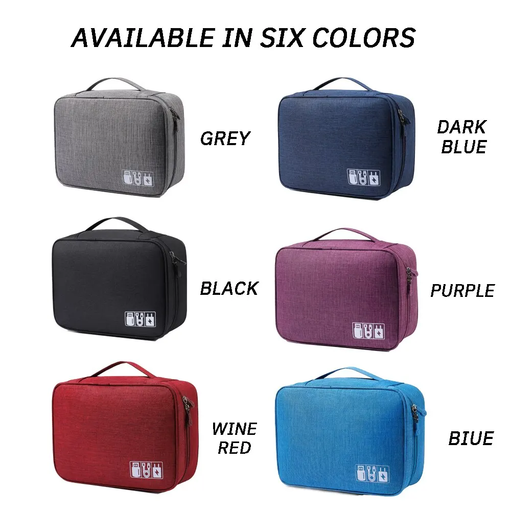 Borsa Portacavi da Viaggio Multifunzionale, Organizer Digitale Portatile Impermeabile per Cavi USB, Caricabatterie e Accessori Elettronici - immagine 5