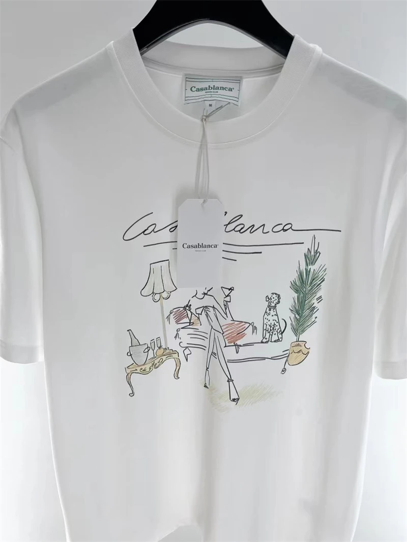 

23ss Top Version Casablanca Digital Printing T-shirt Men Women Casual Top Tees T Shirt