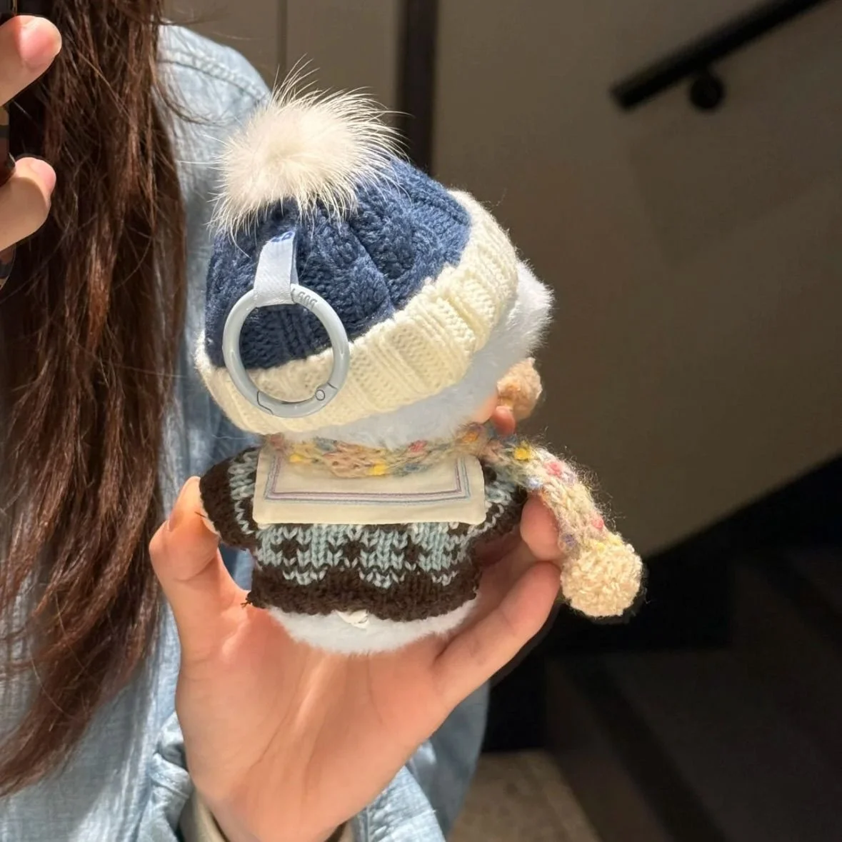 DIMOO Newborn Diary Colorful Buttoned Sweater Cute Little Rabbit Knitted Sweater Little Bear Crossbody Bag Baby Clothes 15cm