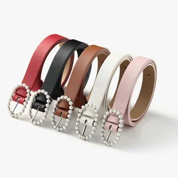 Fashion Pearl Buckle Inlaid Decoration High-grade Accessories Belt Versatile Women's Jeans Belt All-match