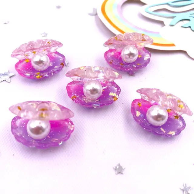 10 db Csillogó Színes Gyanta 3D -S Nyitott Gyöngyhéjú Lapos Cabochon Scrapbook Diy Kiegészítő Otthoni Dekoráció Figurák Kézműves Om136 - Image 6