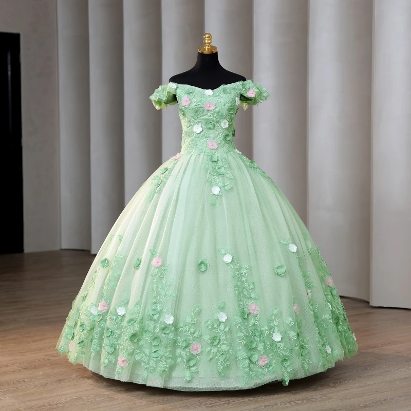 

Luxury Shinny Ball Gown Custom color Off Shoulder Quinceanera Dress Sweet Party Vestidos 15 Anos Vintage Plus Size