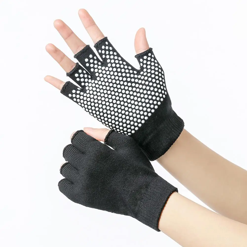 

1 Pair Women Warm Half Finger Knit Wrist Glove Non-Slip Yoga Gloves Winter Sport Outdoor Cycling Fishing Workout Mittens