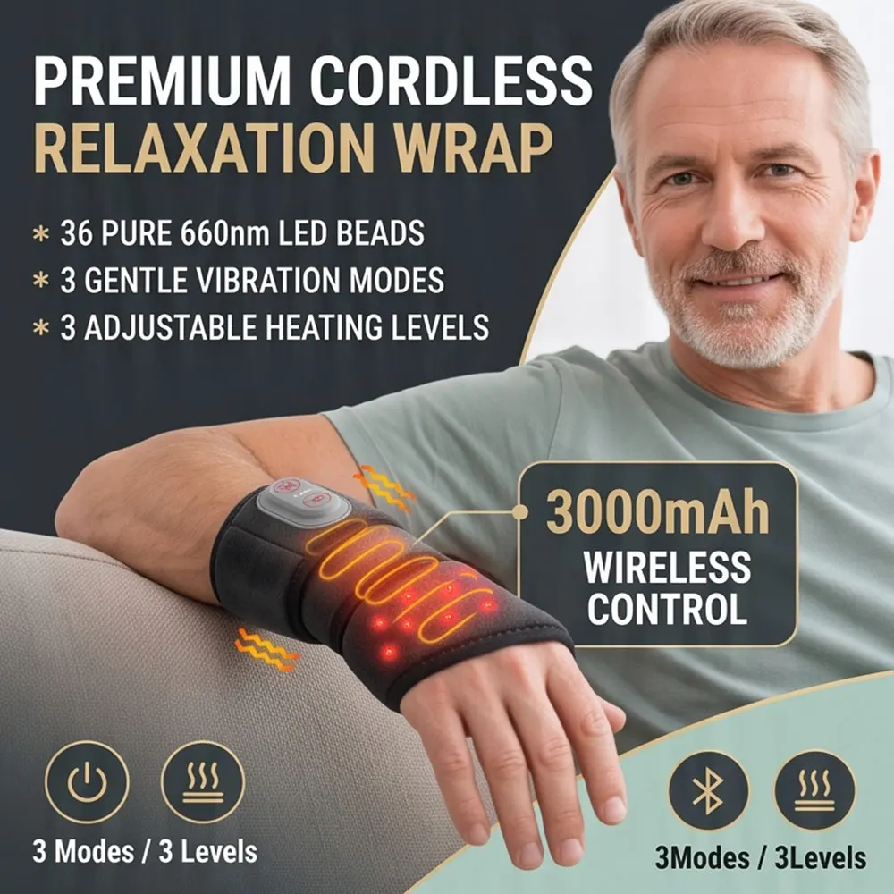 Electric Compress Hot Wrist Wrap 36/48 LEDs 3 Modes 660nm 850nm Infrared Wearable Joint Support Portable Hand Relaxation Brace