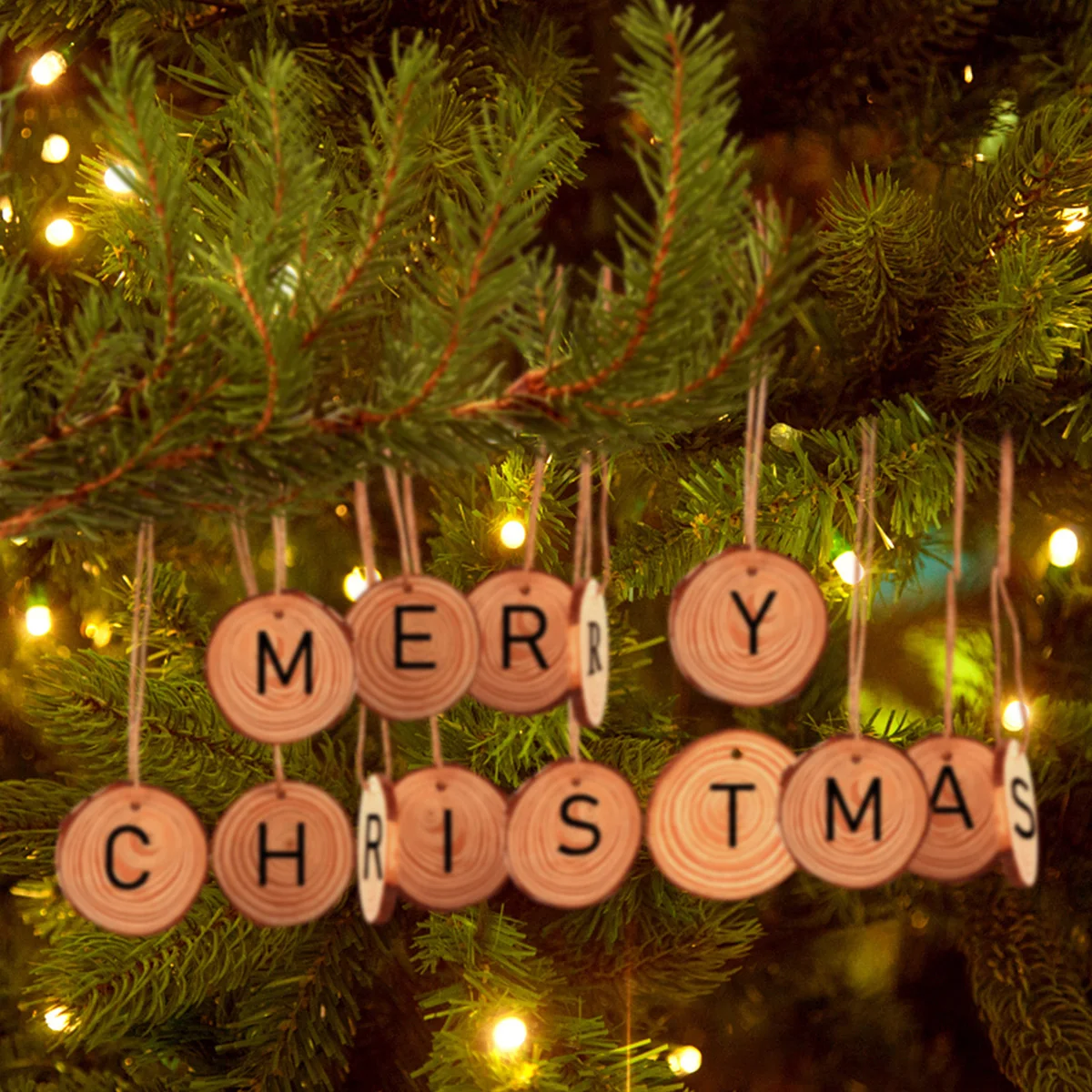 30pcs Unfinished Wood Slices DIY Kids Arts and Crafts Coasters with Hanging Rope For Christmas Ornaments DIY Rustic Wooden Discs